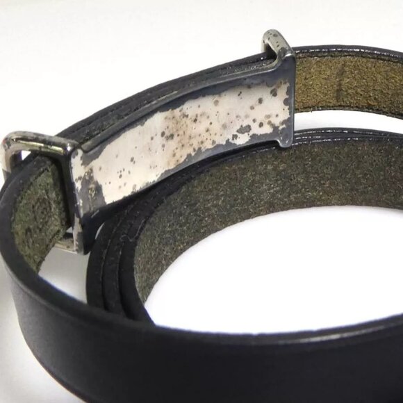 Auth HERMES Bracelet Black/Silver Leather/Metal - - Picture 8 of 10